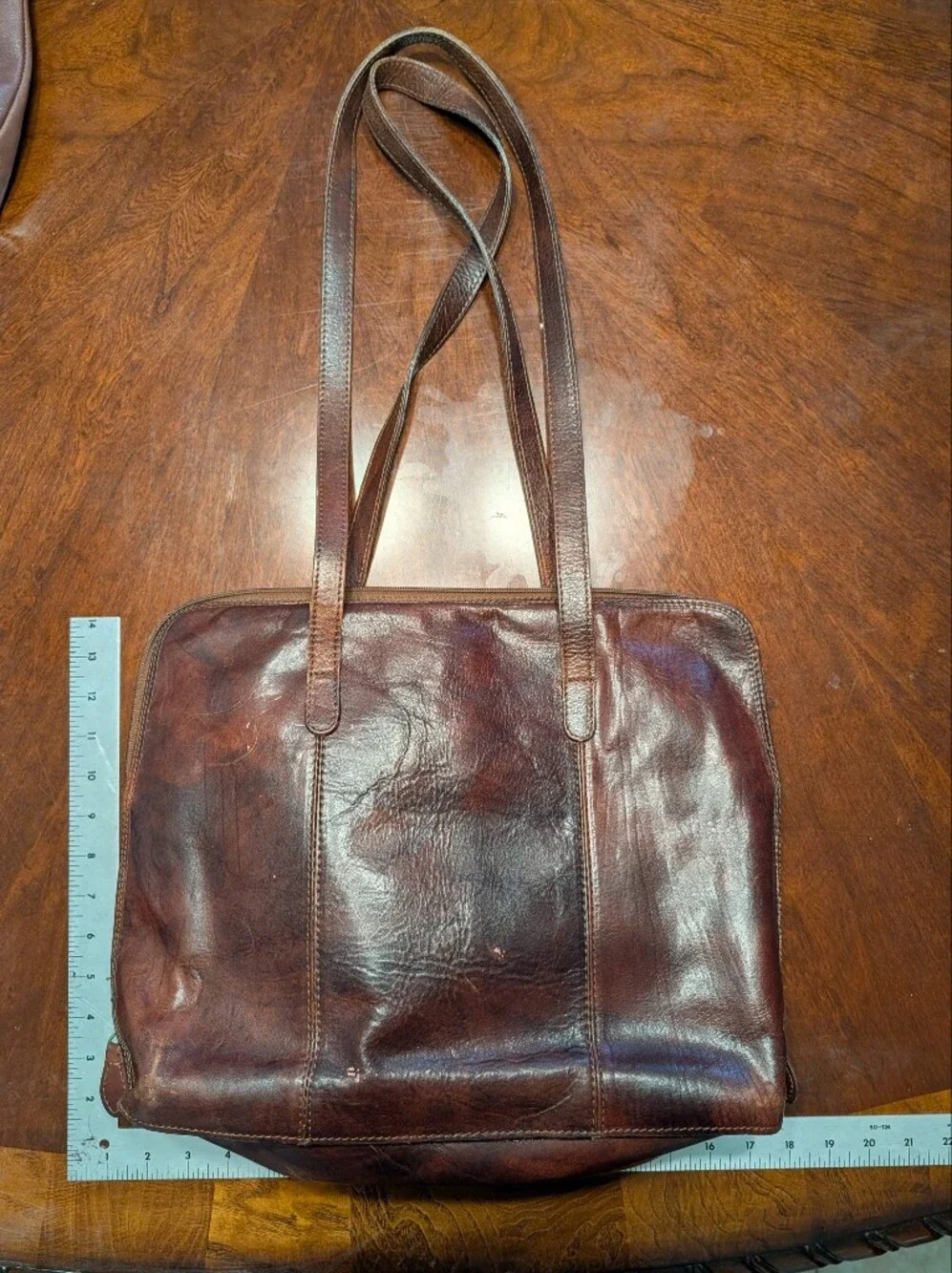 Women's Brown Leather Laptop Shoulder Bag
